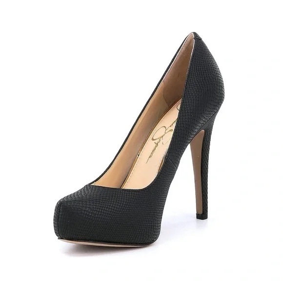 Jessica Simpson Shoes - Jessica Simpson Womens Black Pariah Snake Embossed Tall Heels Size 6.5 Like new